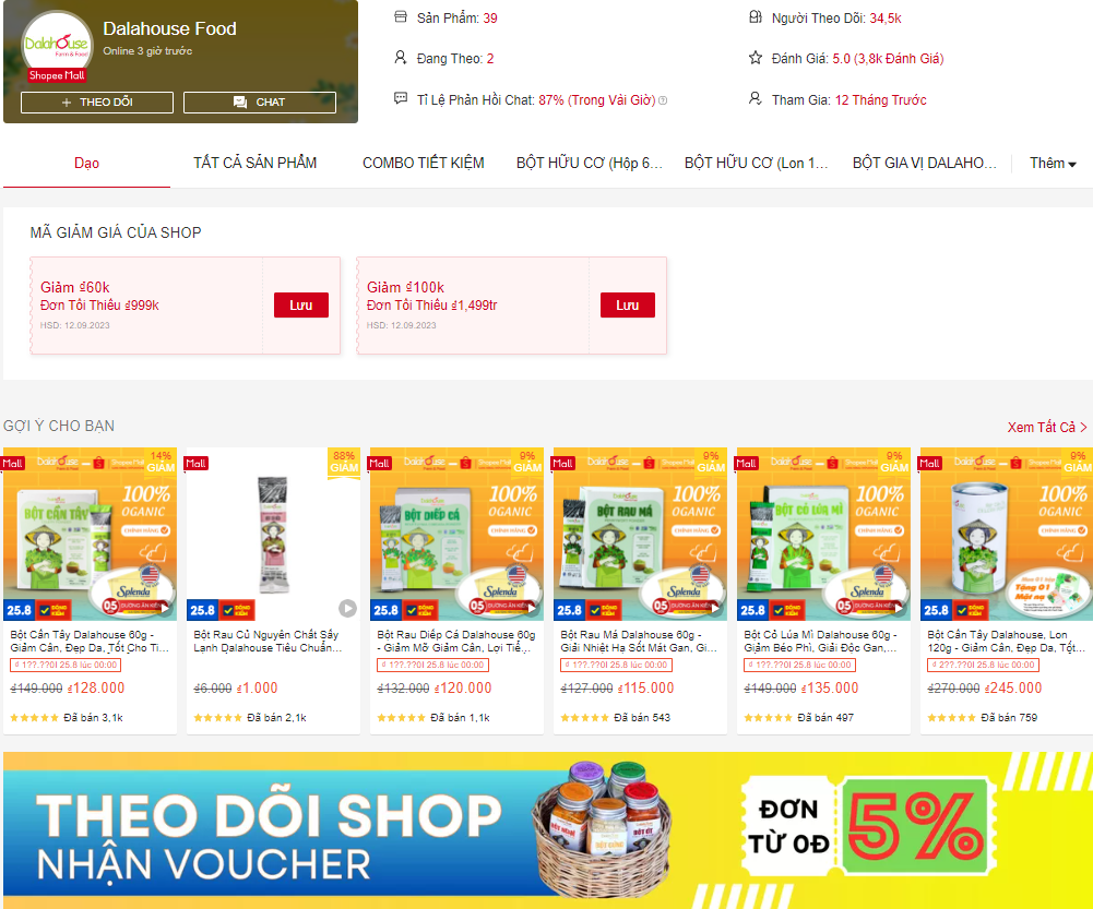 Dalahouse lên mall shopee